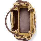 Close up of tan bags, showing texture of the paper raffia fabric