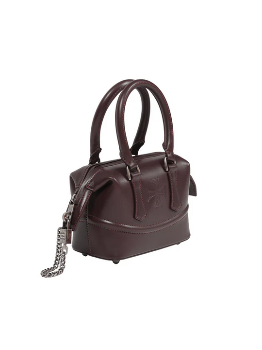 Burgundy bag, front view