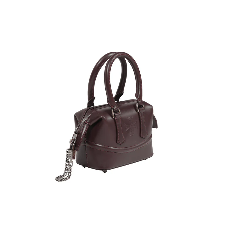 Burgundy bag, front view