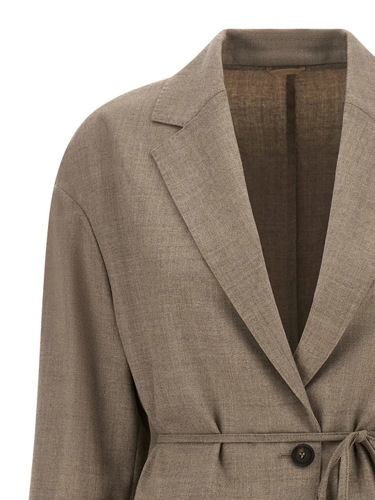 Tan jacket, front view