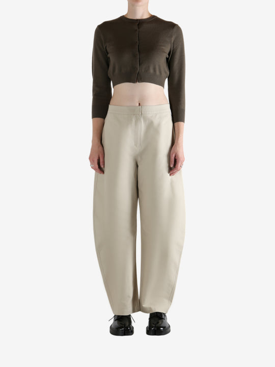 Brown cardigan, full body view