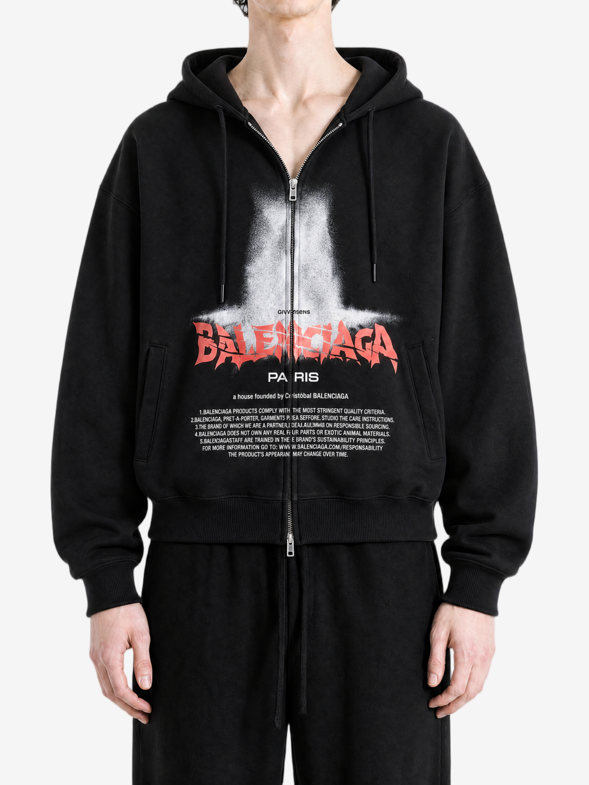 Black hoodie, full body view