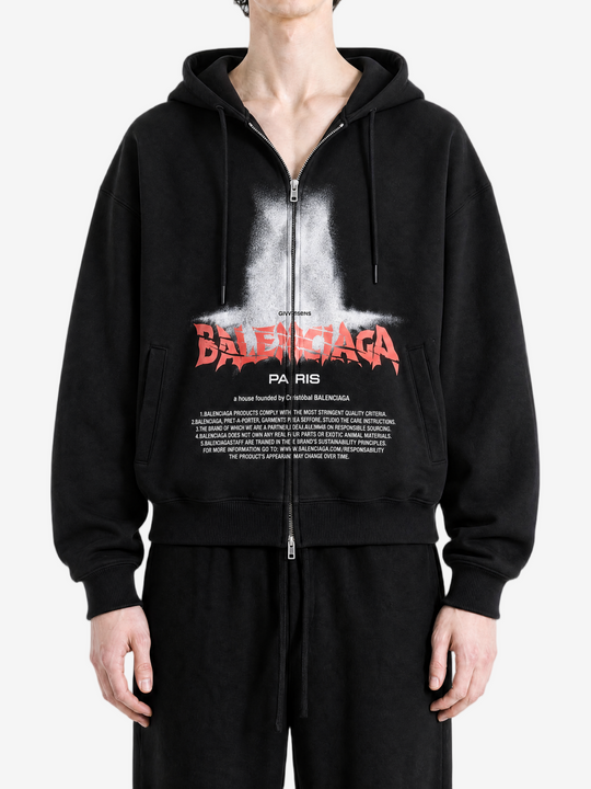 Black hoodie, full body view