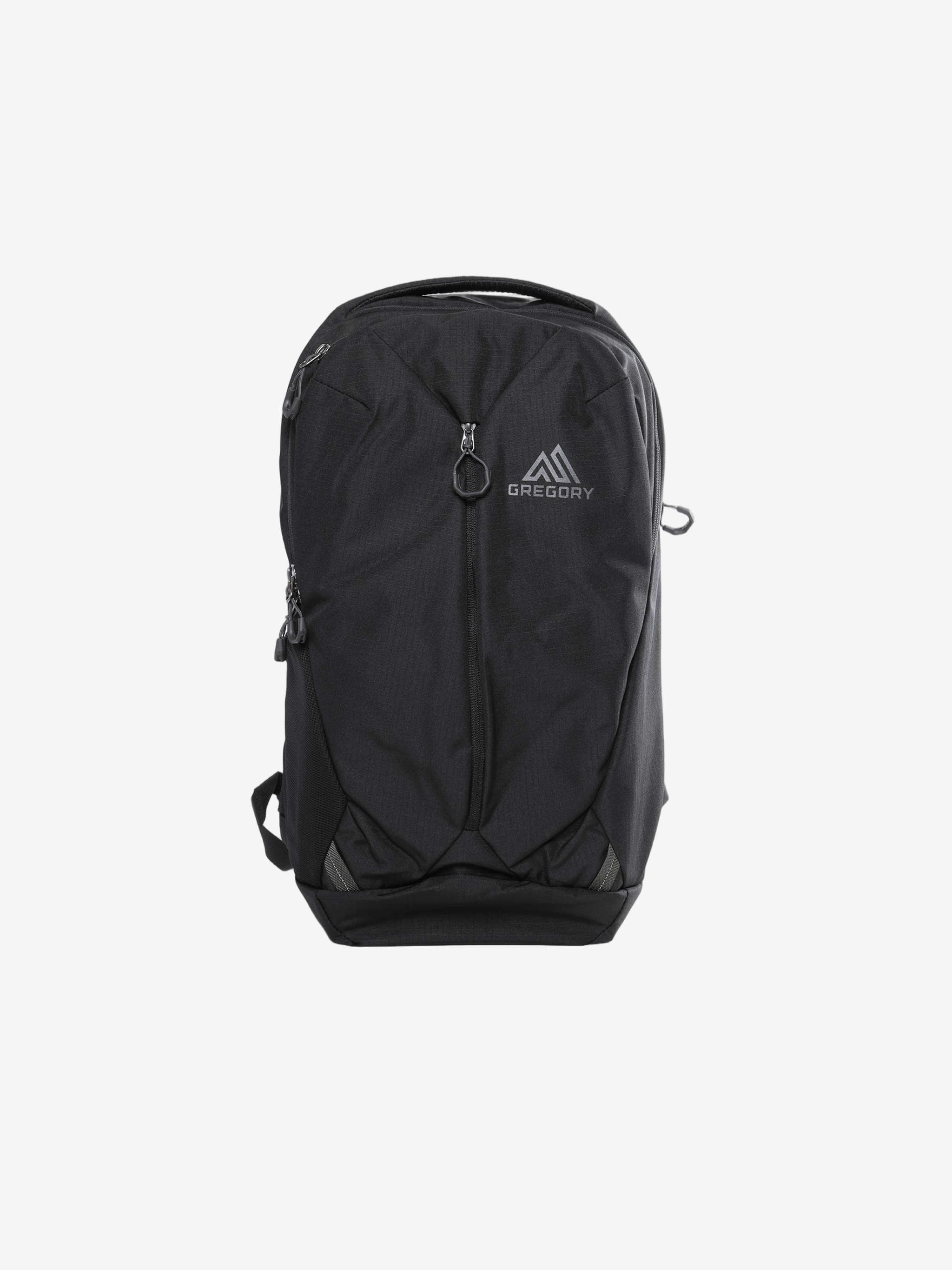 Black backpack, front view