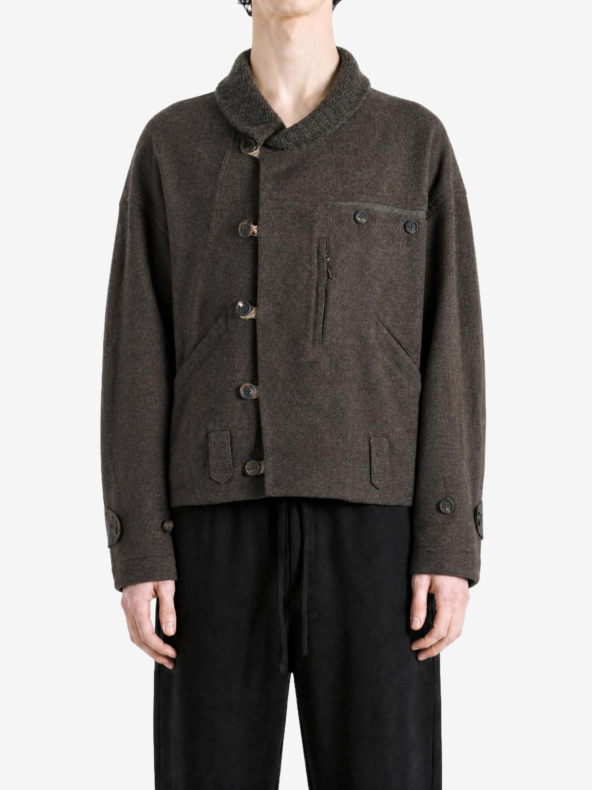 Brown jacket, full body view