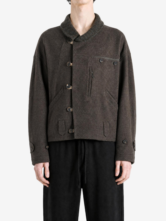Brown jacket, full body view