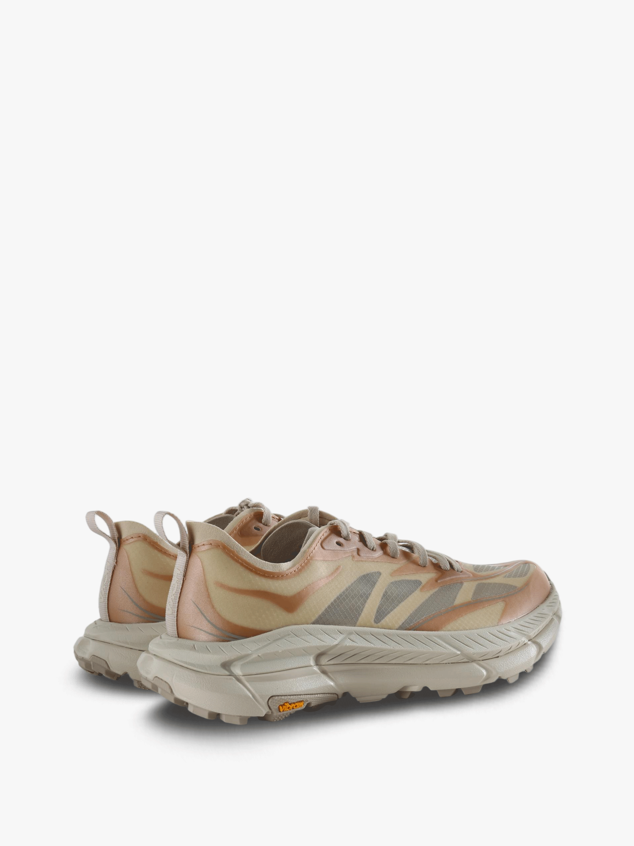 Tan shoes, back view