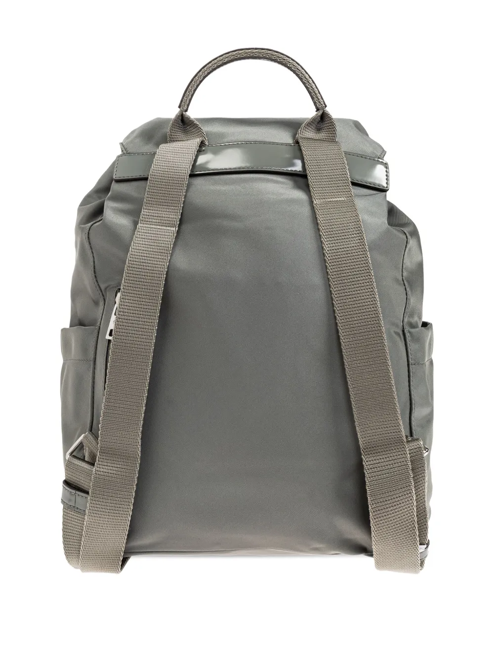 Grey backpack, back view