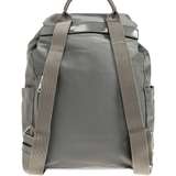 Grey backpack, back view