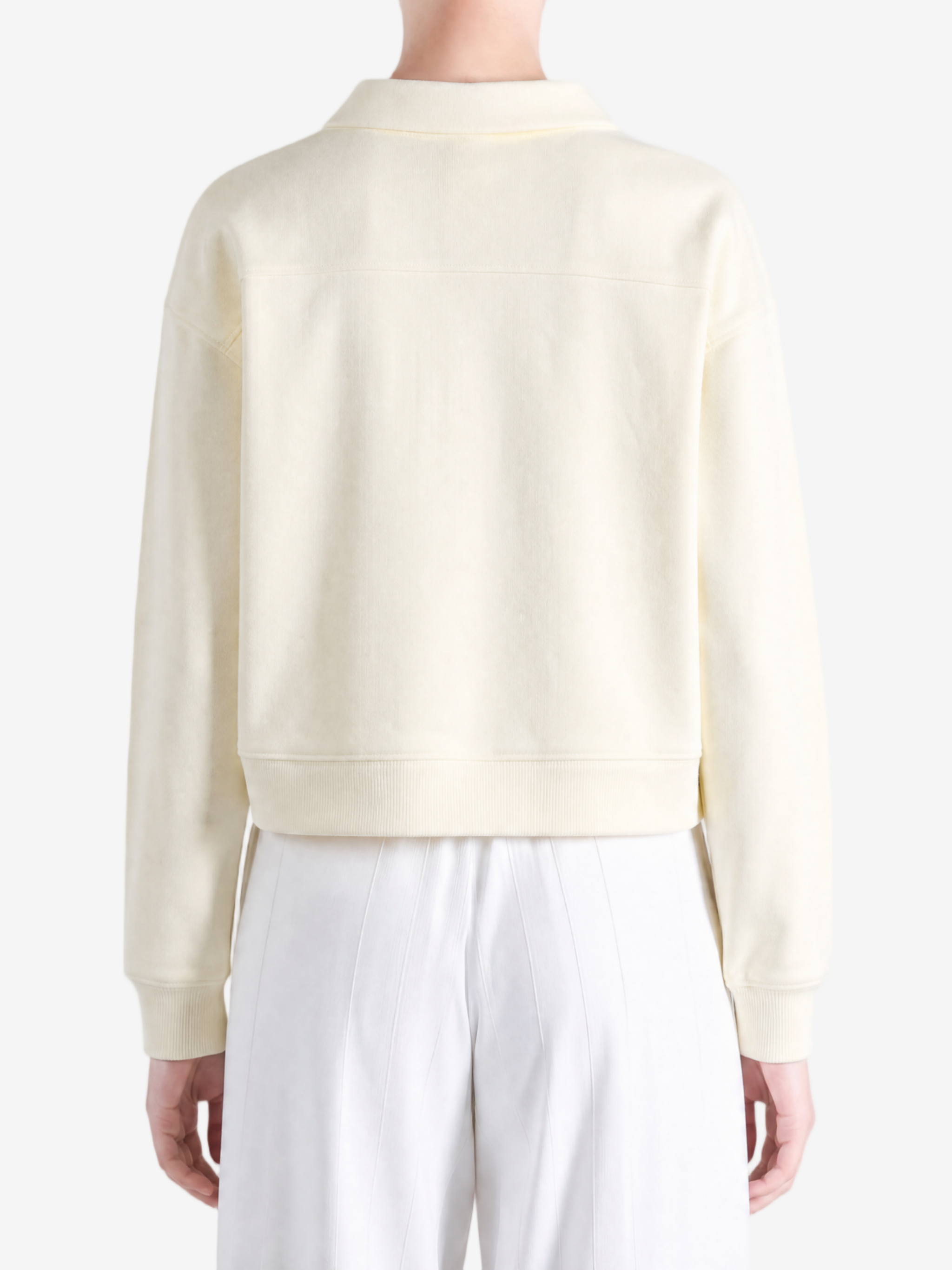 Tan hoodie, full body view