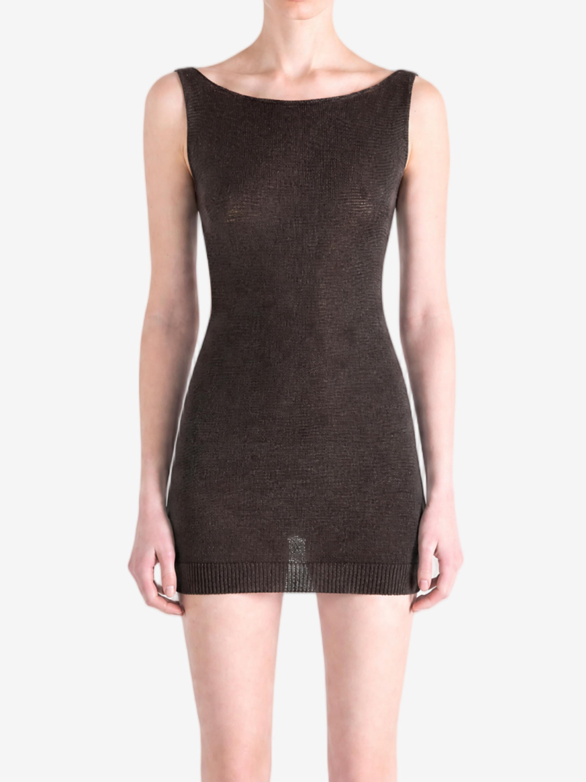 Brown dress, full body view