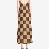 Brown dress, full body view