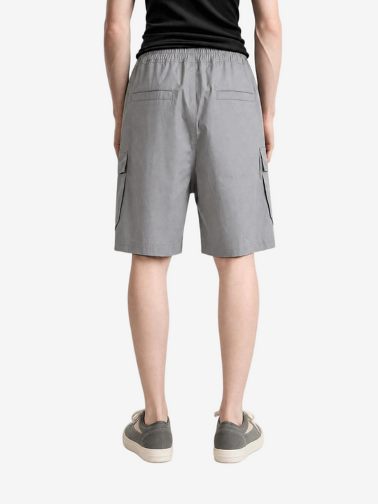Grey shorts, full body view