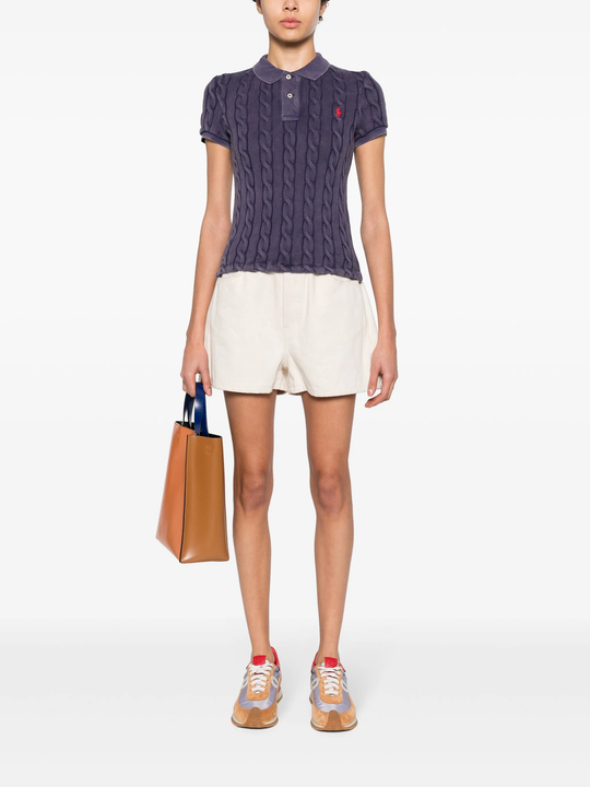 blue shirt, full body view
