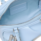 Blue bag,showing texture of the Lamb Leather fabric