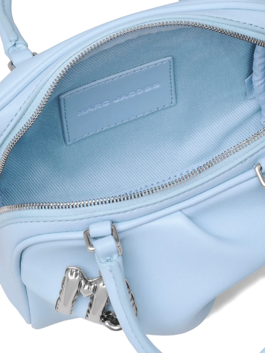 Blue bag,showing texture of the Lamb Leather fabric