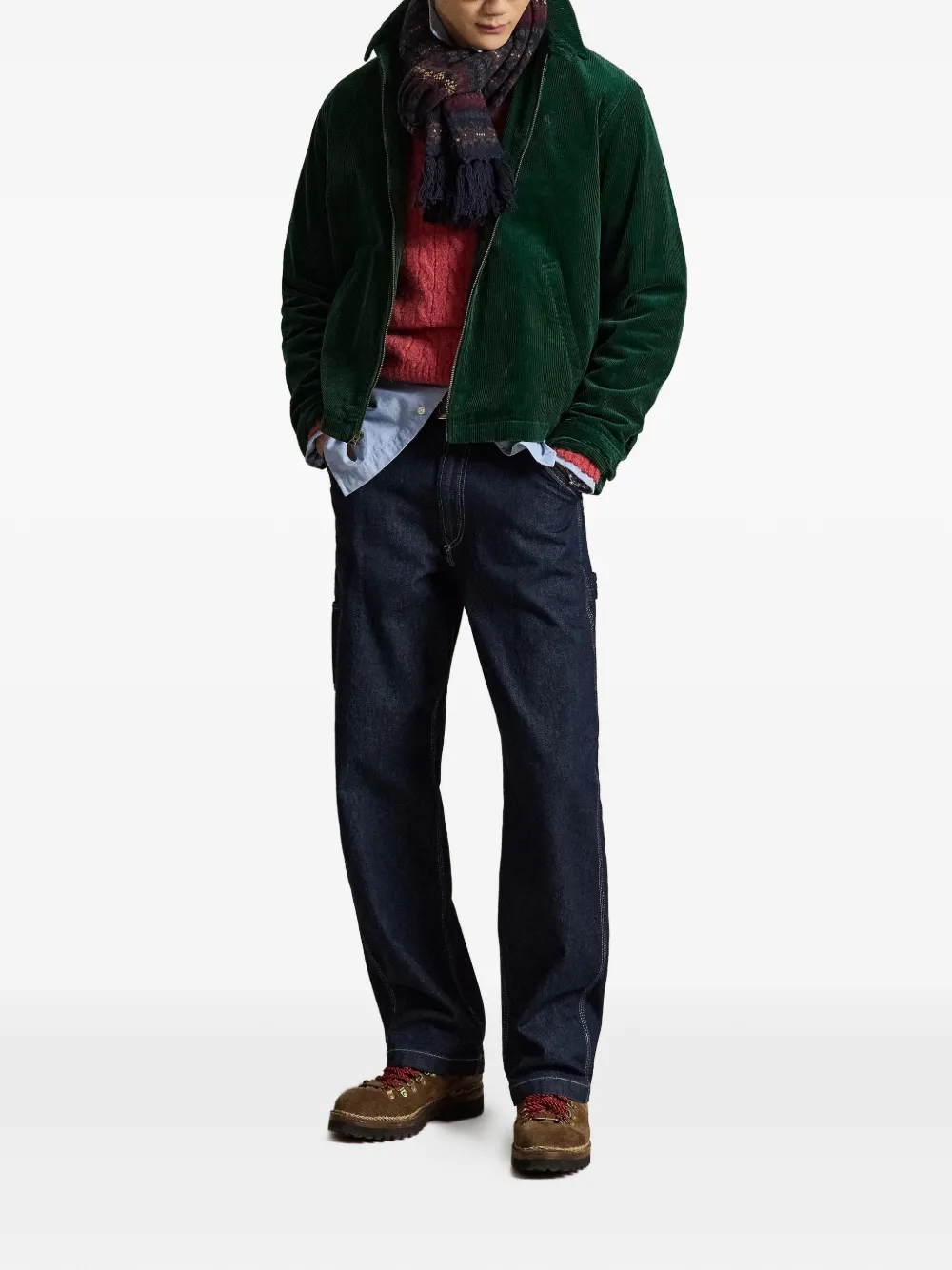 Green windbreaker, full body view