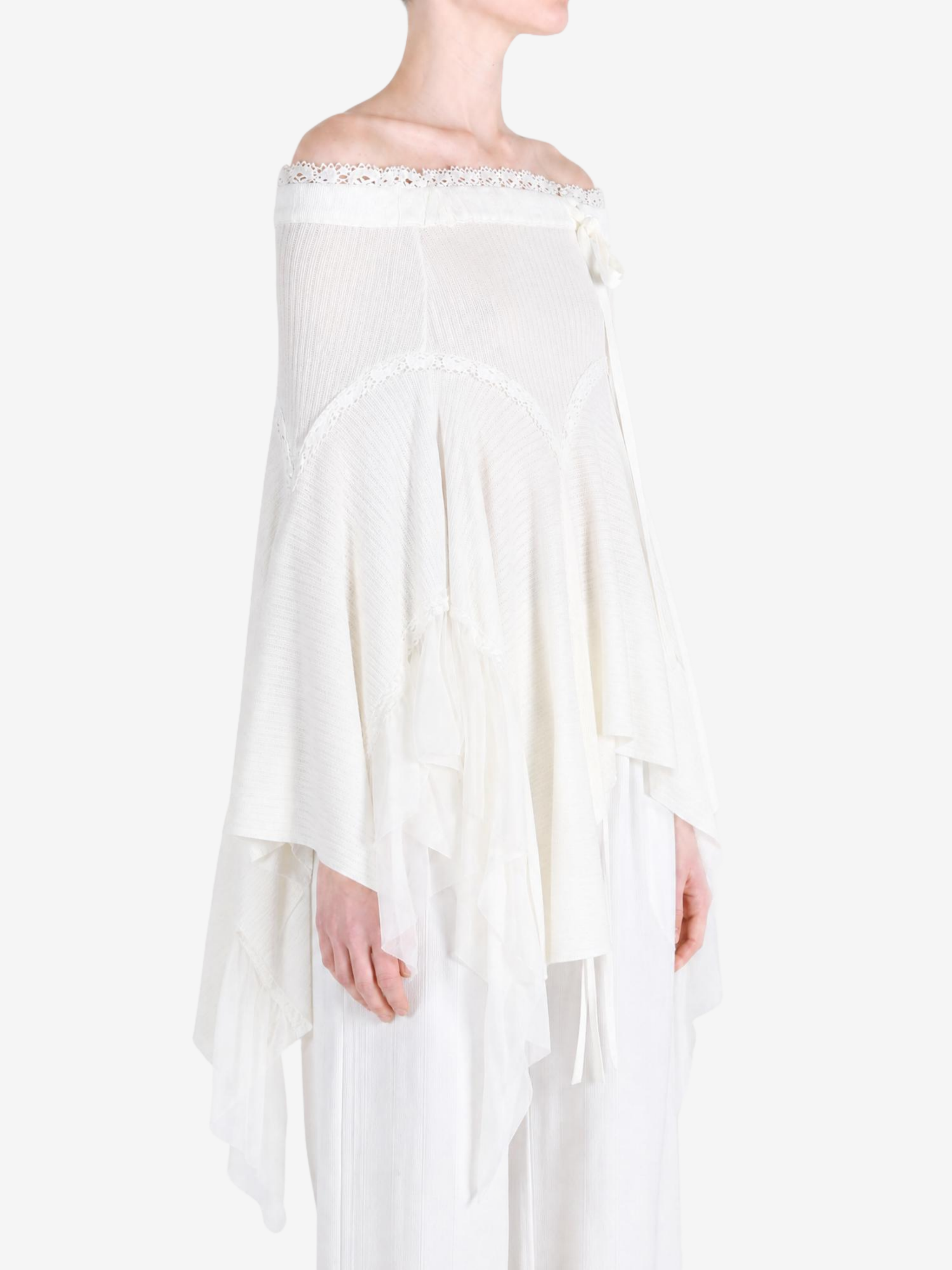 White skirt, full body view