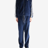 Navy hoodie, full body view