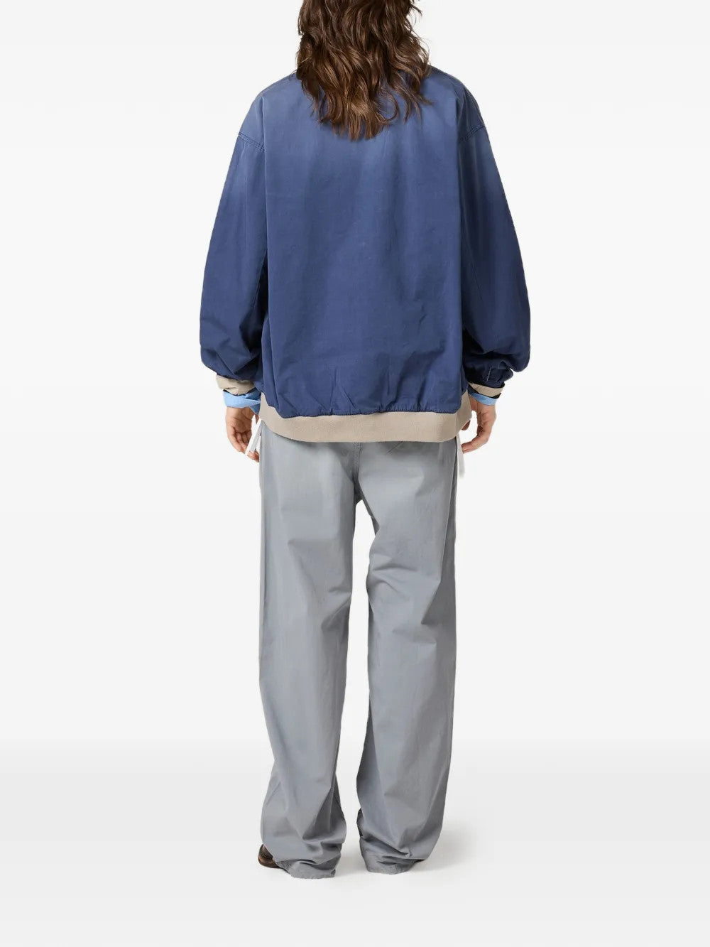 Blue jacket, full body view