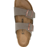 Grey sandals, up view