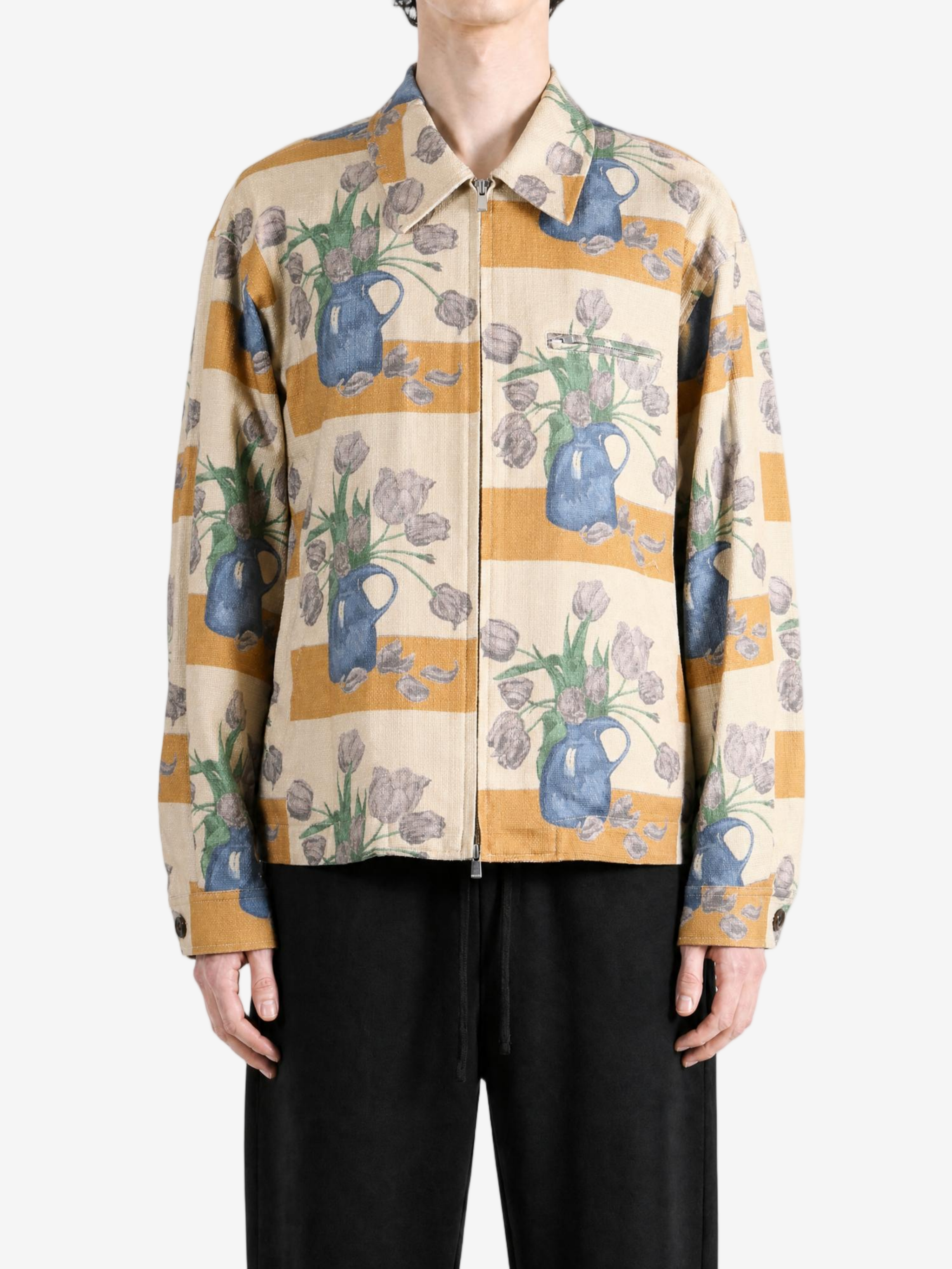 Tan jacket, full body view