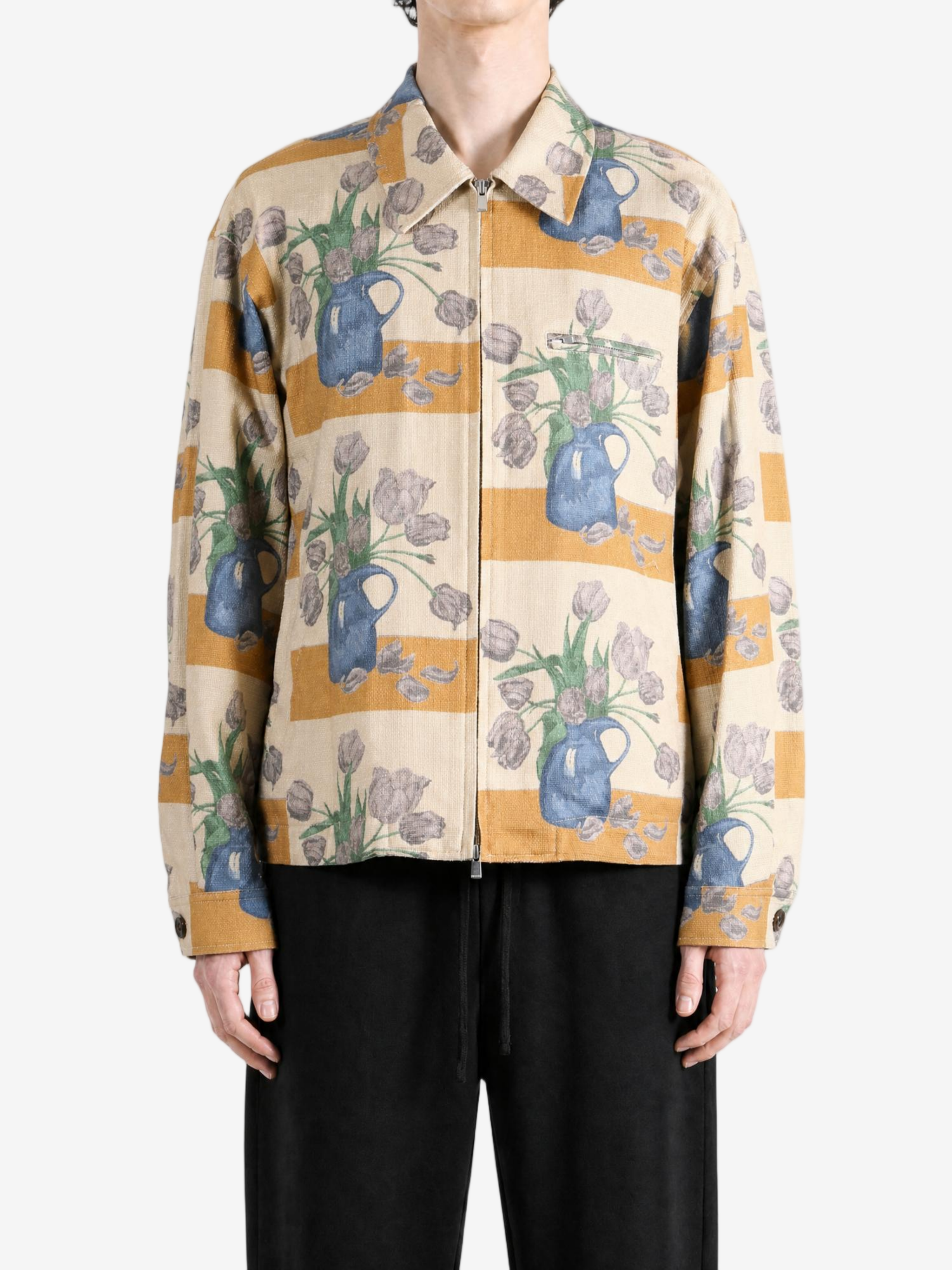 Tan jacket, full body view