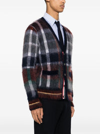 THOM BROWNE - Men Gingham Hector Tartan Check Jacquard V Neck Cardigan