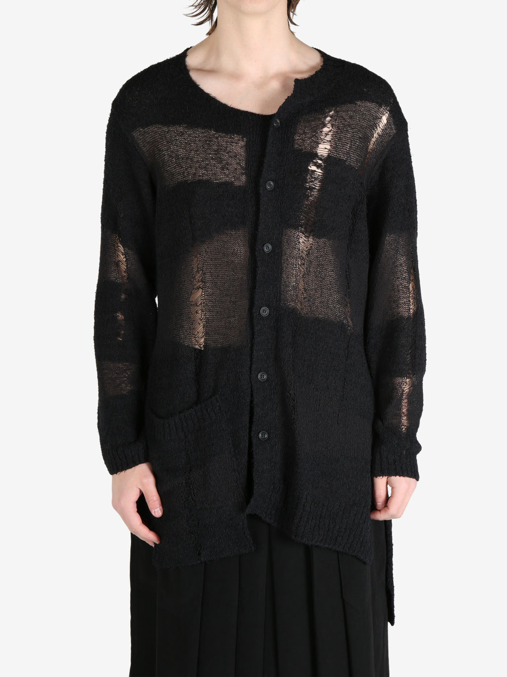 YOHJI YAMAMOTO POUR HOMME - Men Distressed Oversized Cardigan