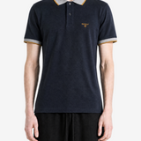 Navy shirt, full body view