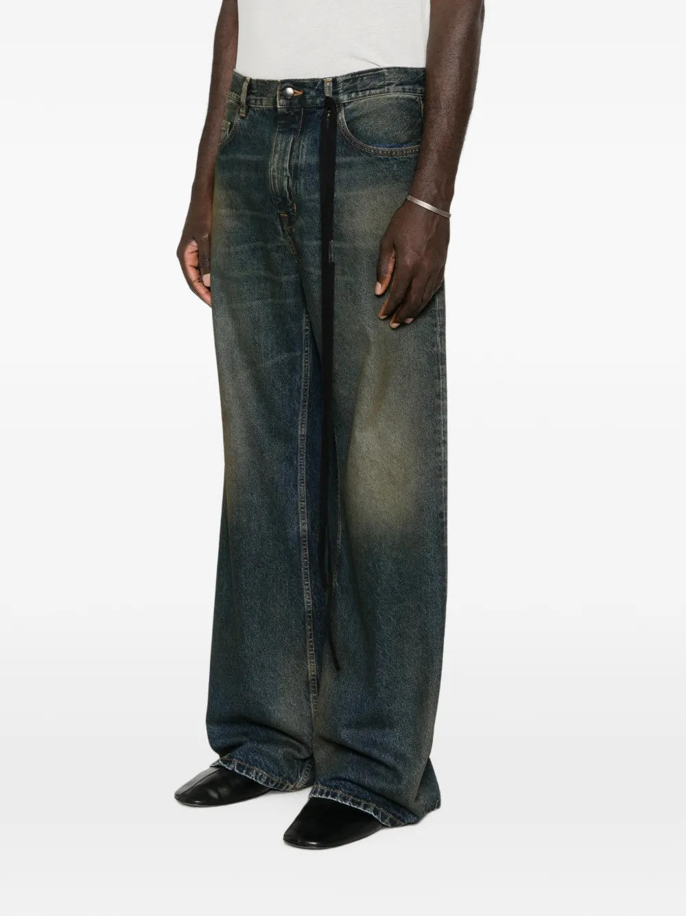 Blue pants, full body view