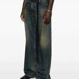 Blue pants, full body view