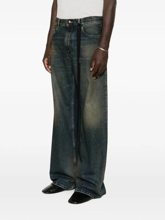 Blue pants, full body view