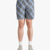 Blue shorts worn by a person, showing the shorts fit