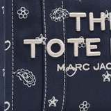 Close up of navy bag,showing texture of the cotton fabric