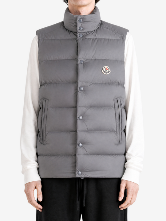 Grey jacket worn by a person, showing the jacket fit