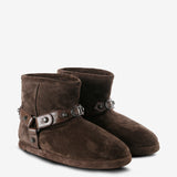 Brown boots, side view