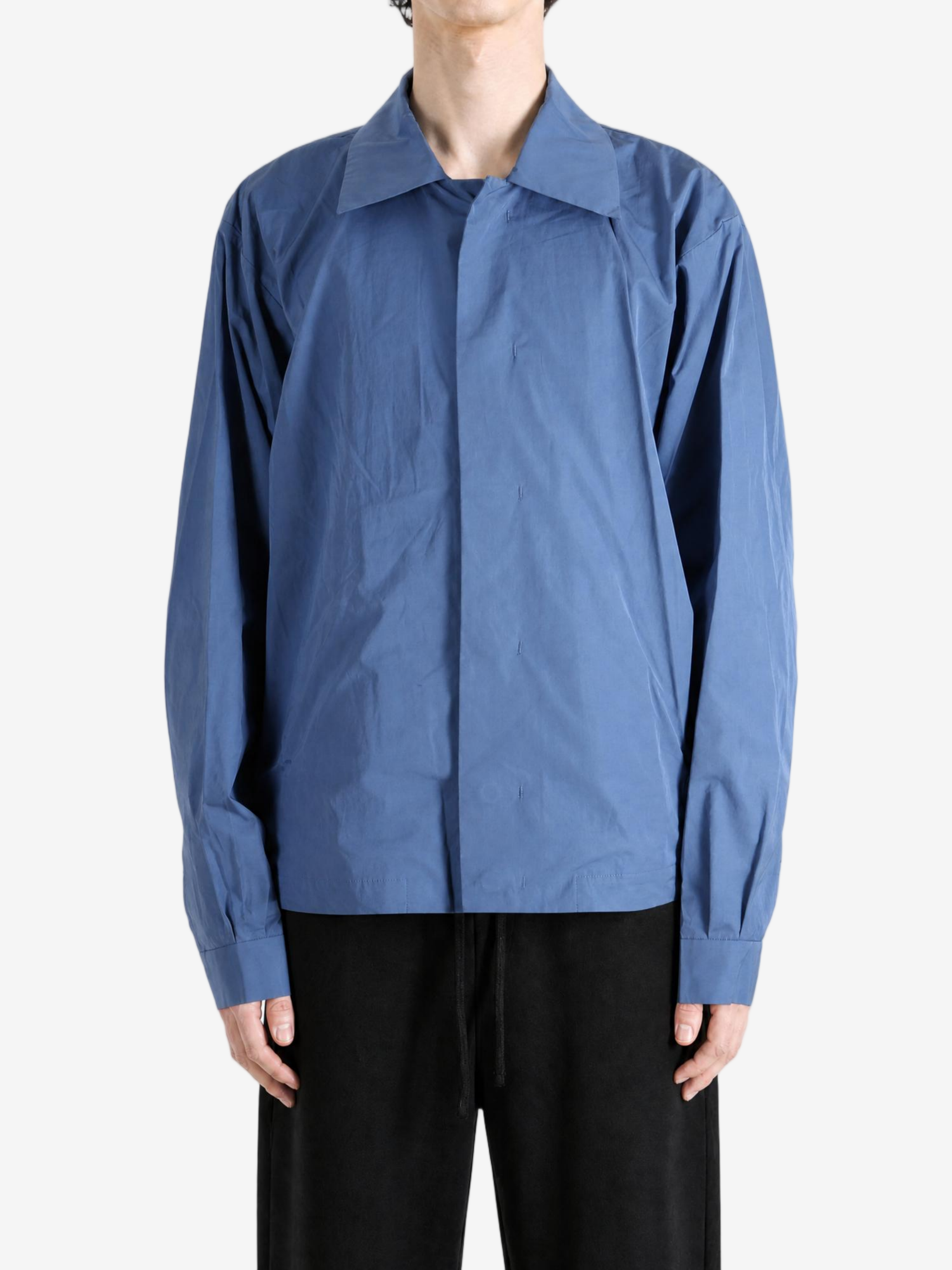 Blue jacket, full body view