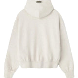 White hoodie, back view