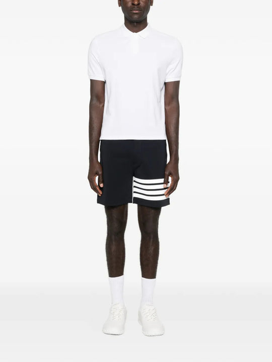Navy shorts, full body view