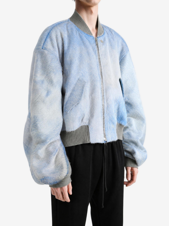 Blue jacket, full body view