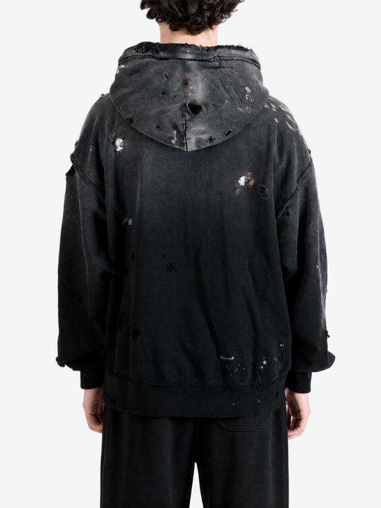 Black hoodie, full body view