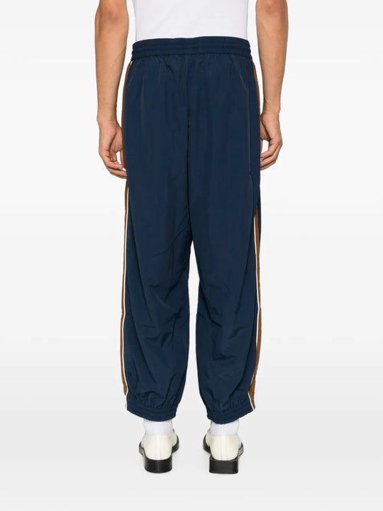 Navy pants, full body view