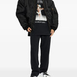 Black t-shirt, full body view