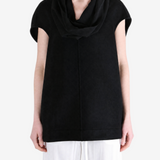 Black t-shirt worn by a person, showing the t-shirt fit