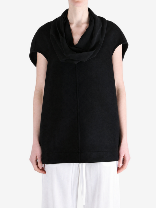 Black t-shirt worn by a person, showing the t-shirt fit