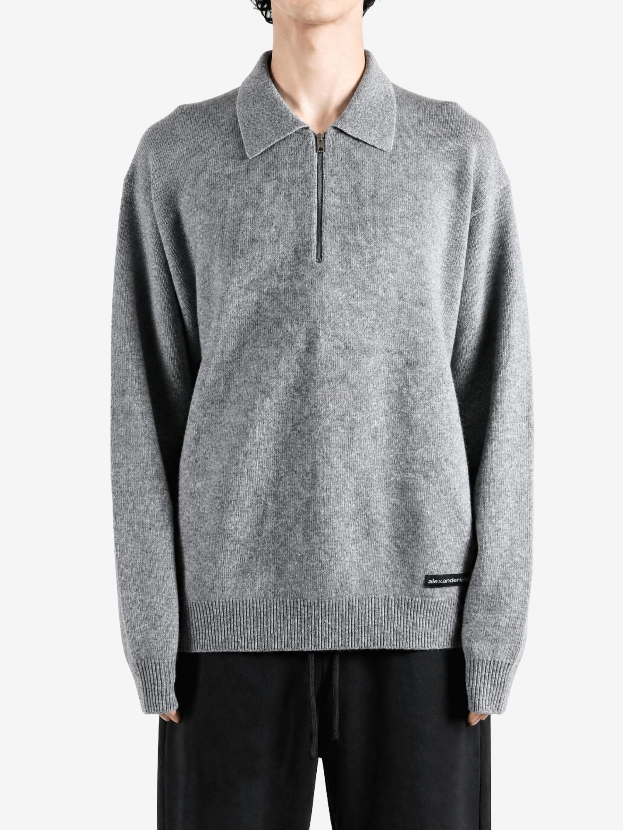 Grey top, full body view