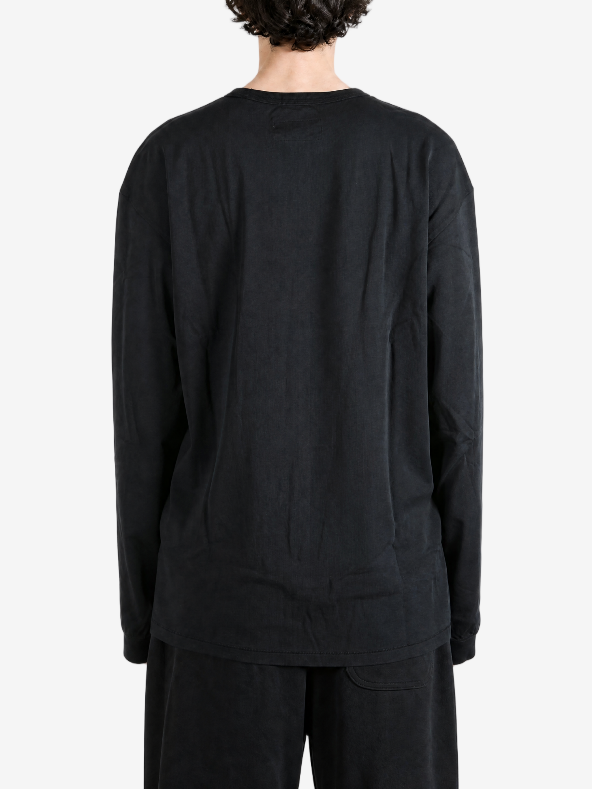Black t-shirt, full body view