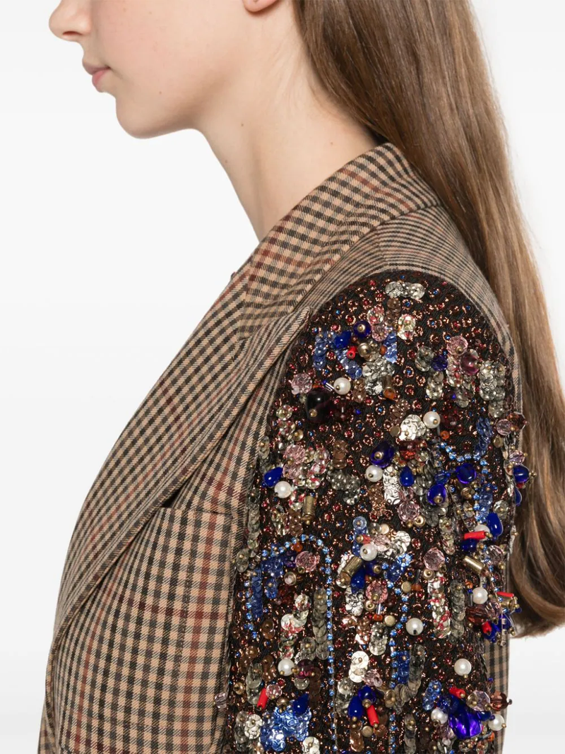 DRIES VAN NOTEN - Women Checked Embroidered Blazer