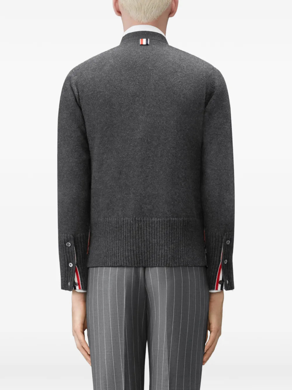 Grey knitwear, full body view